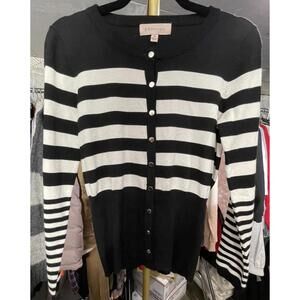 Philosophy Women's Black & White Striped Cardigan M